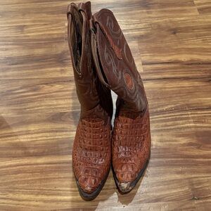 Crocodile Pattern Leather Cowboy Boots